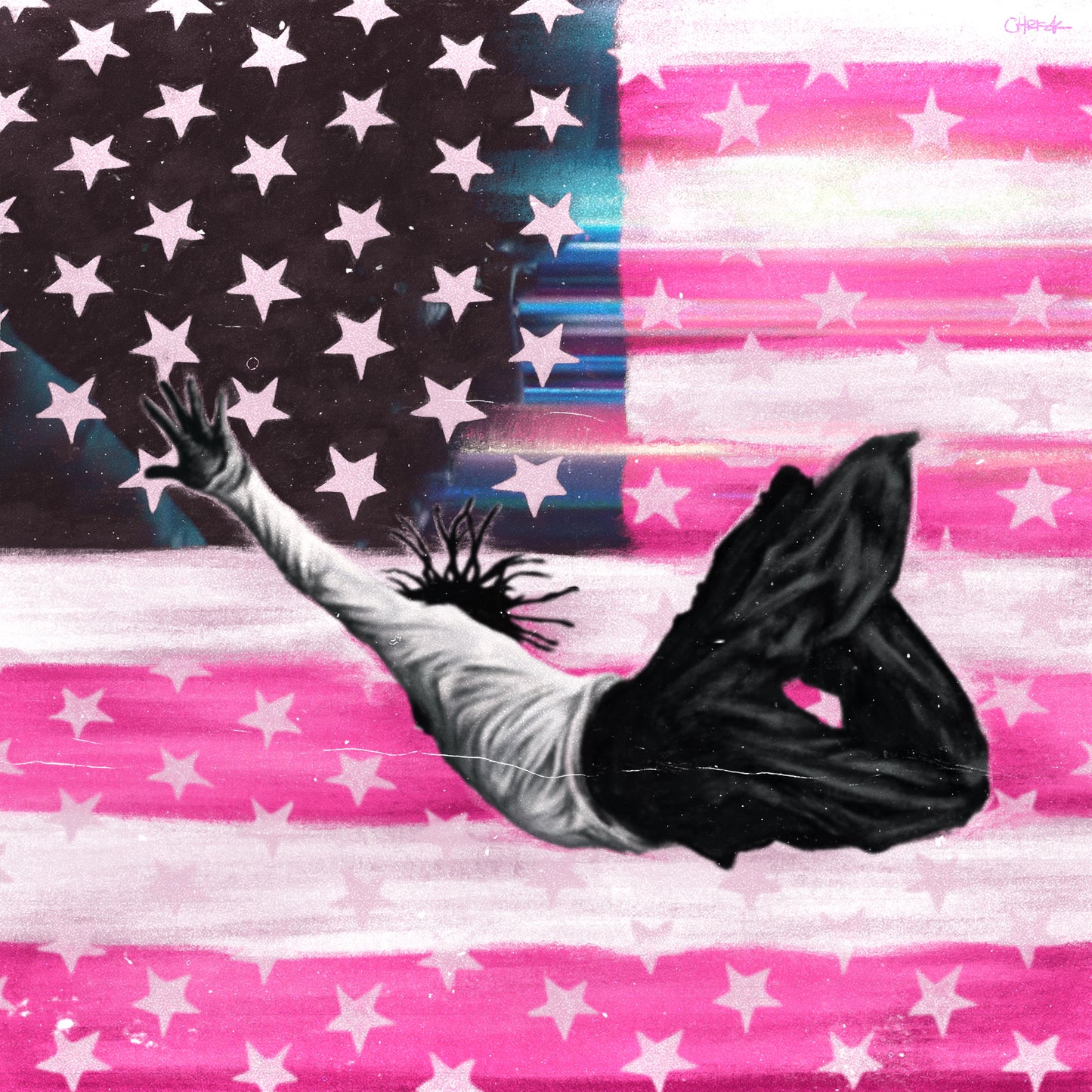 Pink Tape Lil Uzi Vert limited edition art print, 8x8 inches featuring Lil Uzi Vert album art on textured watercolor paper by chriskcreates