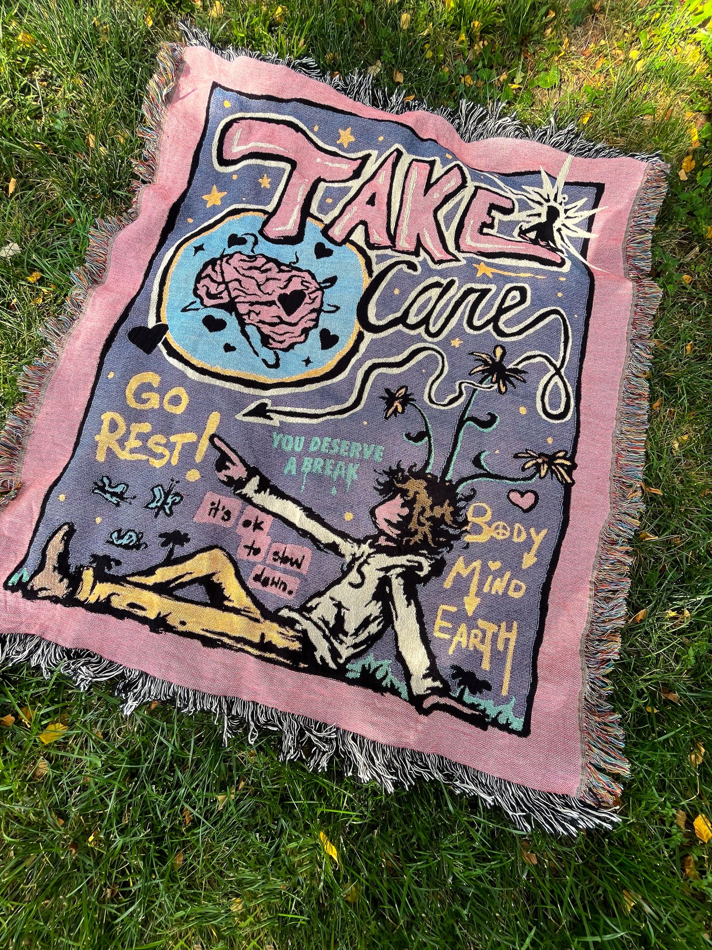 take care - Woven Blanket