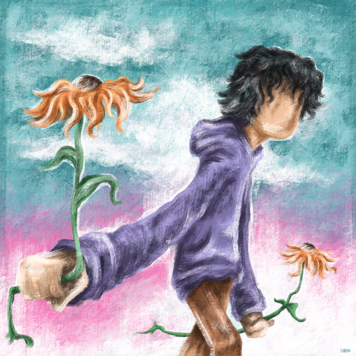 Life Is Better With Flowers limited edition art print, 8x8 inches featuring floral design on textured watercolor paper by chriskcreates