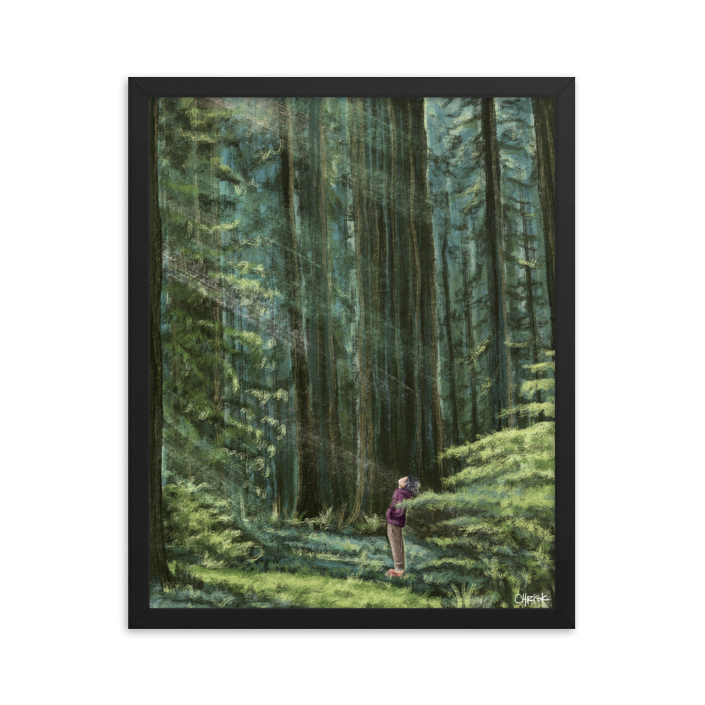 Framed black poster titled "Lost in the Right Direction" by chriskcreates on enhanced matte paper, 16x20 inches.
