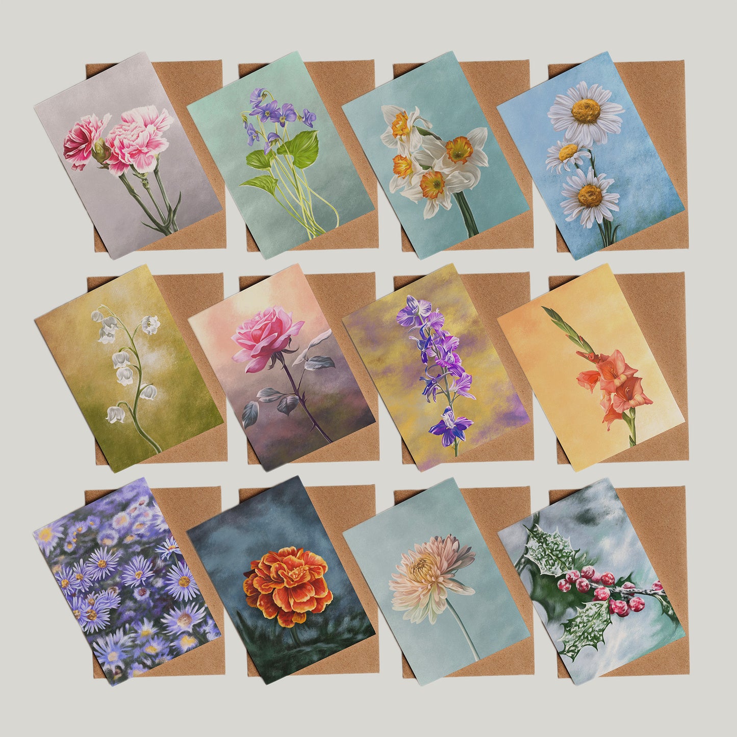 Birth Flower Cards 5x7 (Set of 12)