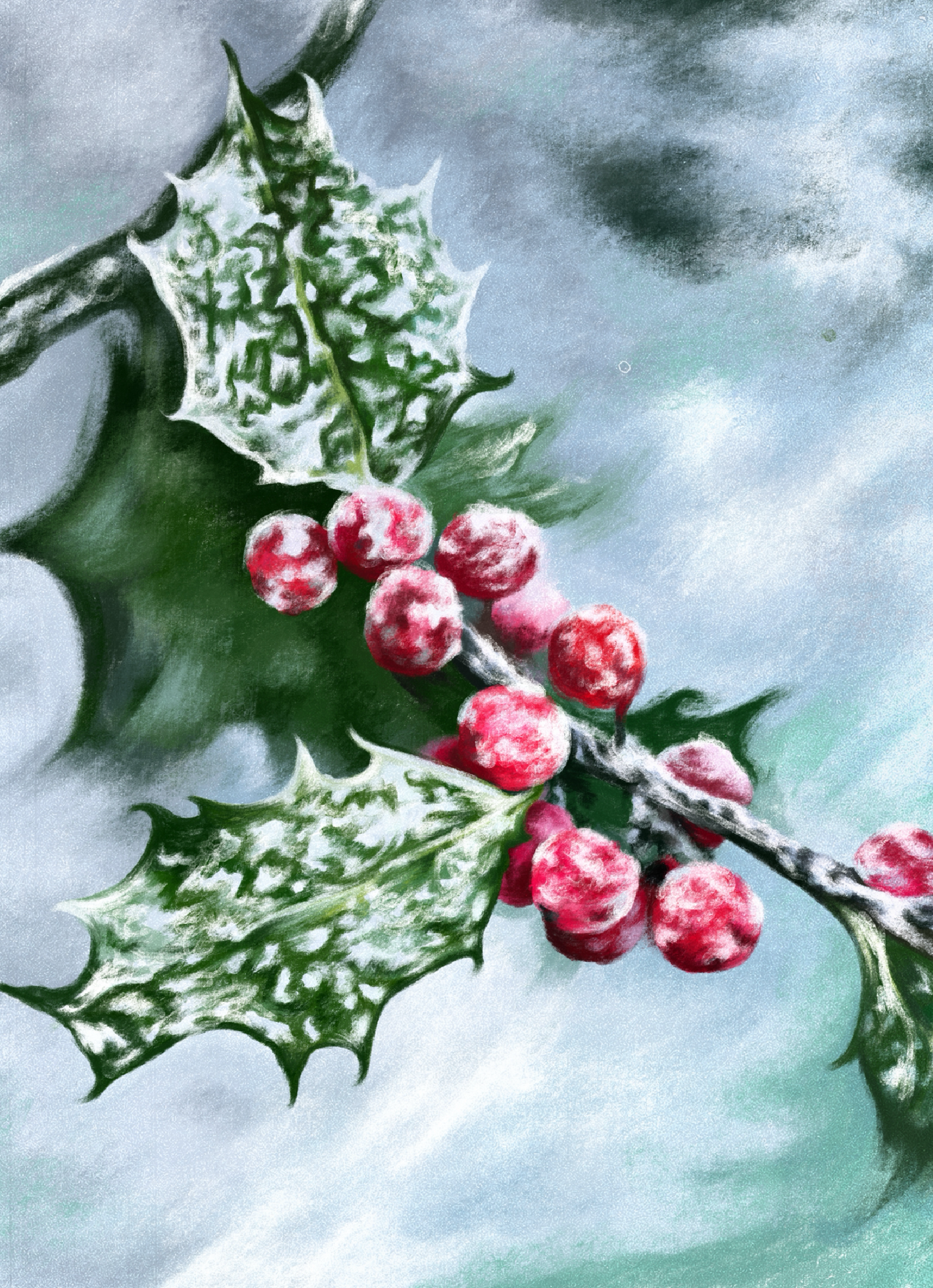 Holly (December) - Birth Flower Card 5x7