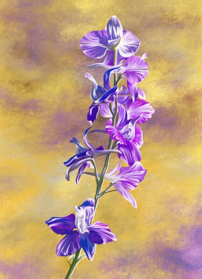 Larkspur (July) - Birth Flower Card 5x7