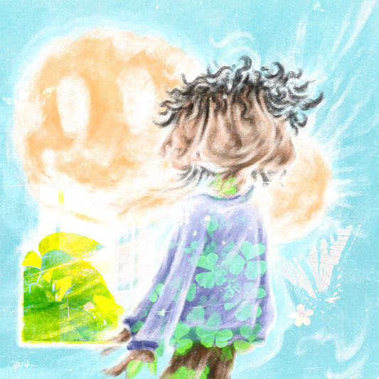 Breath of Fresh Air limited edition art print, 8x8 inches featuring fresh air and nature theme on textured watercolor paper by chriskcreates