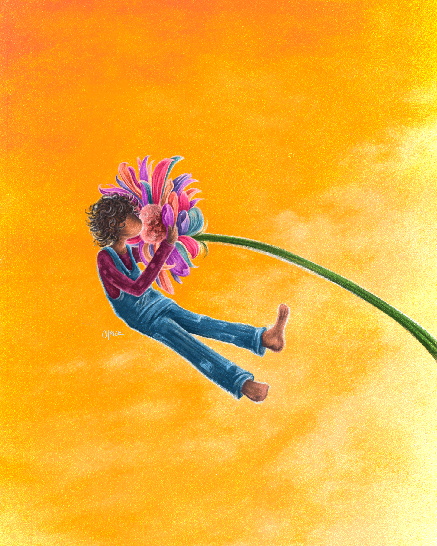 Hug and Sniff limited edition art print, 8x10 inches featuring heartwarming hug theme on textured art paper by chriskcreates

