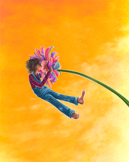 Hug and Sniff limited edition art print, 8x10 inches featuring heartwarming hug theme on textured art paper by chriskcreates

