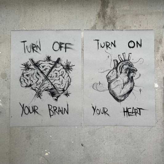 brain vs. heart - Charcoal Original