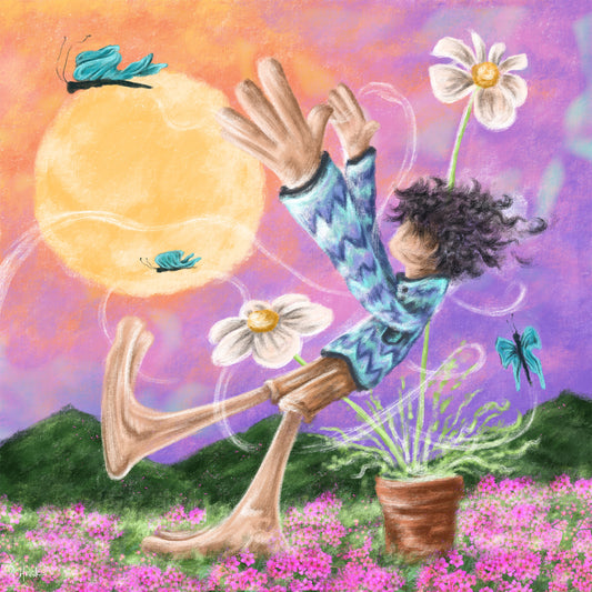 Surrounded by Beauty limited edition art print, 8x8 inches featuring nature appreciation theme on textured watercolor paper by chriskcreates