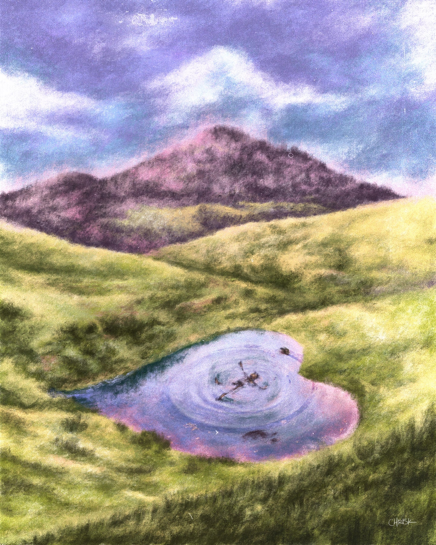 Swimming in Love limited edition art print, 8x10 inches featuring romantic love theme on textured art paper by chriskcreates