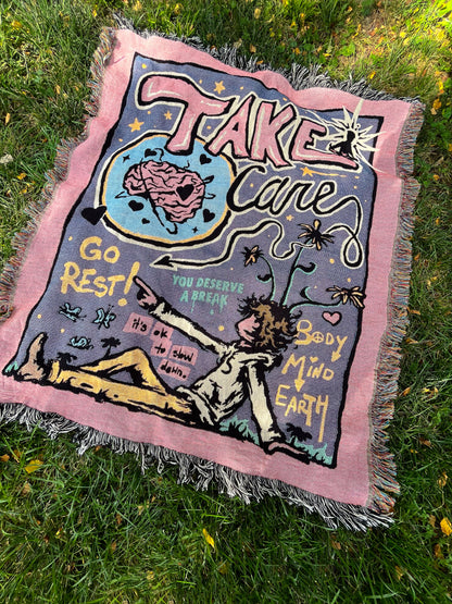 take care - Woven Blanket