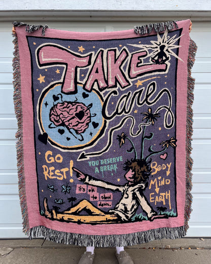 take care - Woven Blanket