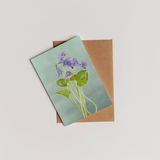 Violet (February) - Birth Flower Card 5x7