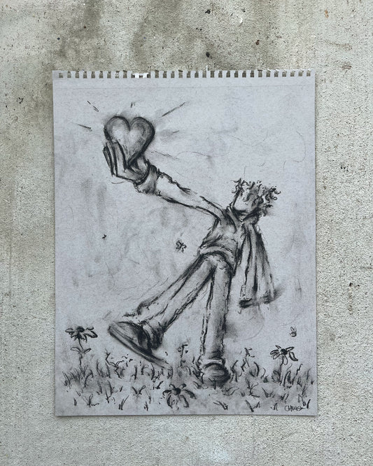 Earth Day Charcoal 04 "collecting rocks <3"