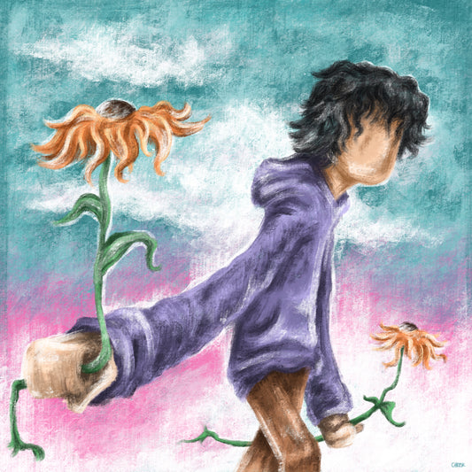 Life Is Better With Flowers limited edition art print, 8x8 inches featuring floral design on textured watercolor paper by chriskcreates