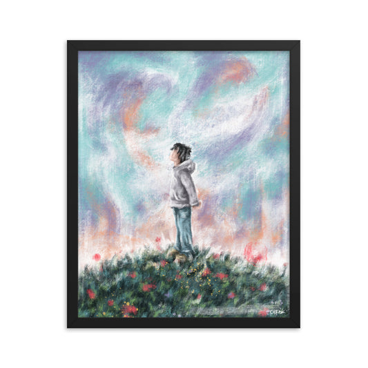 cotton candy skies - Framed Poster