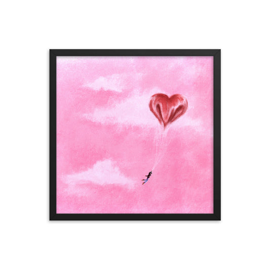 heart air balloon - Framed Poster