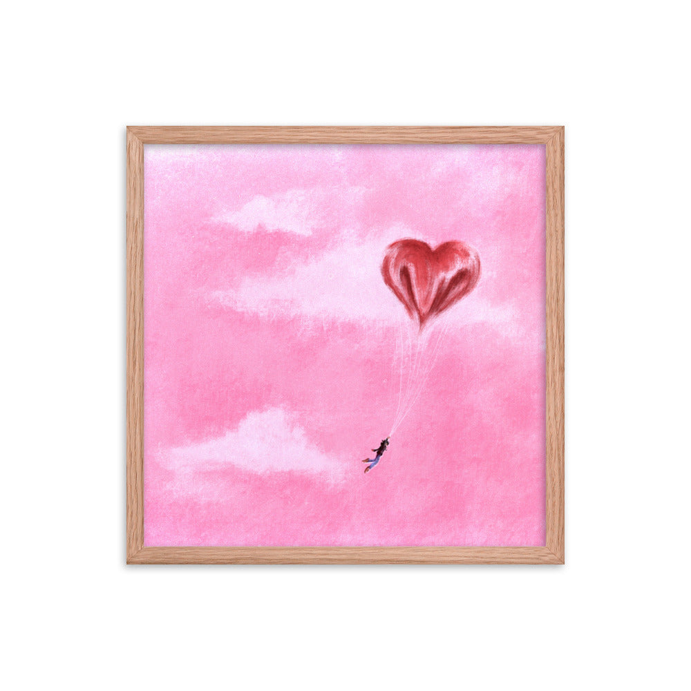 heart air balloon - Framed Poster